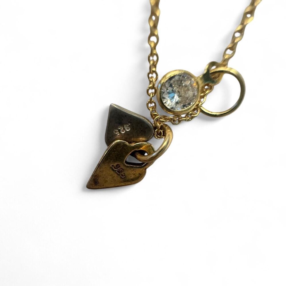 Vintage 925 Sterling Silver Necklace with Heart Charms